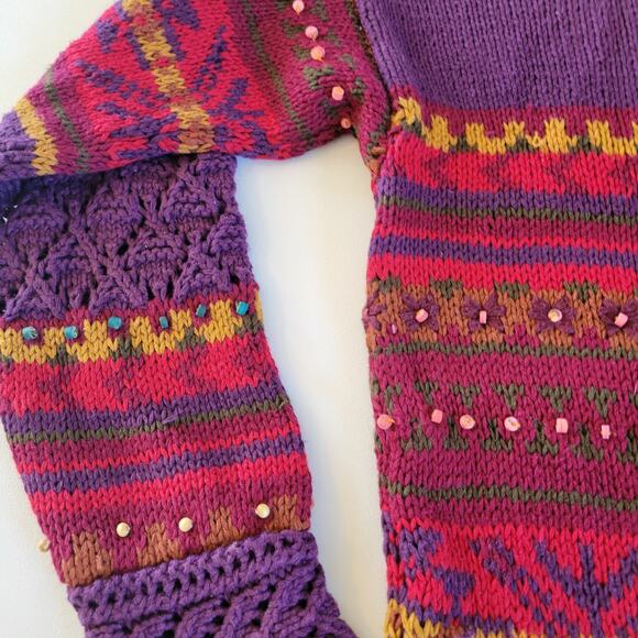 Vintage Hand Knit for The Limited Beaded Sweater Tunic Dress Size Small/Medium - Picture 2 of 7